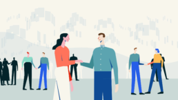 Animation of multiple people shaking hands